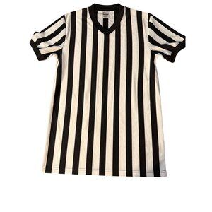 Dicks Black White Striped Referee Shirt V Neck Short Sleeves Size Snall